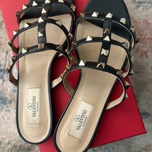 Valentino Rockstud Caged Flat Sandals